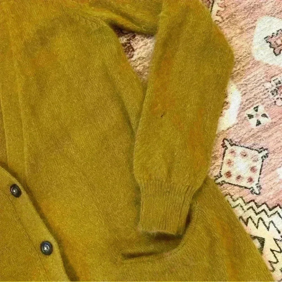 Wallace Madewell Mustard Rabbit Hair Knit Cardigan - Picture 3 of 7